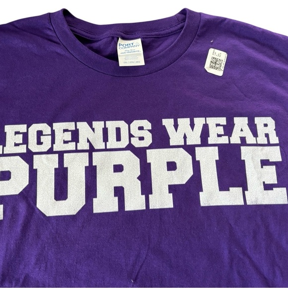 Legends Wear Purple Short Sleeve Tee Sz 2XL Ring Spun Crewneck Football Cotton - Picture 2 of 7
